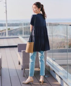 Tiaclasse 【洗える】バンドカラーティアードシャツチュニックブラウス