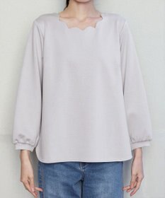 Tiaclasse 【洗える】【ふわもち美すふれ】スカラップカットソー