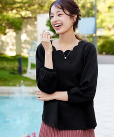 Tiaclasse 【洗える】【ふわもち美すふれ】スカラップカットソー