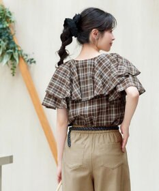 Tiaclasse 【新色追加】チェック柄のフリルブラウス