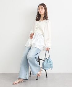 earth music&ecology レーヨンレースデザインシャツ