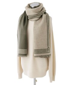 MOONBAT FURLA ウール100%リバーシブルジャカードマフラー/幅40cm