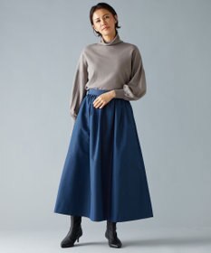 自由区 【洗える】ソフトウールハイゲージパフスリーブハイネック ニット