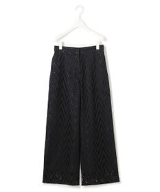 ICB 【洗える】 ヘリンボーンエンブロイダリー ワイドストレートパンツ