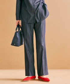 ICB L 【洗える】リアクティブソフトデニム　セミフレアパンツ