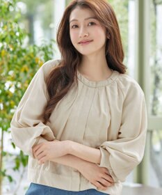 Tiaclasse L 麻調襟ギャザーシアーブルゾン