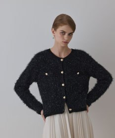 GRACE CONTINENTAL ノーカラーフェザーニットカーディガン