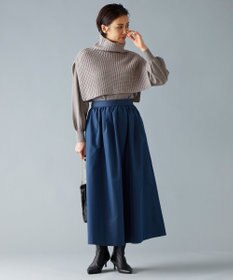 自由区 【洗える】ソフトウールハイゲージパフスリーブハイネック ニット