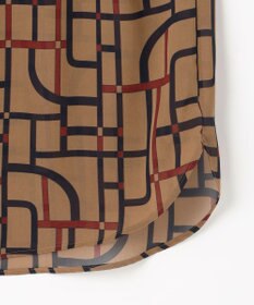 自由区 L 【17号サイズまで展開】ジオメトリックレトロプリント ブラウス