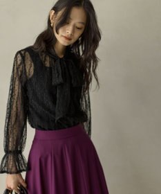 組曲 【前後着用可】チュールフリル ブラウス