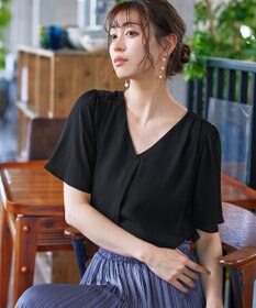 Tiaclasse 【洗える】シフォンフレアスリーブブラウス