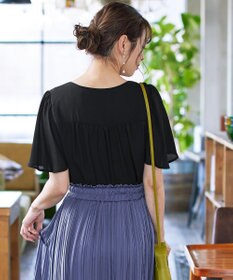Tiaclasse 【洗える】シフォンフレアスリーブブラウス