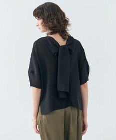 BEIGE， 【洗える・吸水速乾・防シワ】LIATRIS / バックリボンハーフスリーブブラウス Black