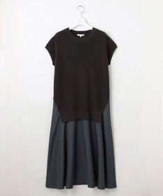 自由区 L 【カタログ掲載・洗える】ハイツイストコットンアセテート異素材コンビ ワンピース