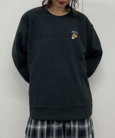 WEGO 【ユニセックス着用ITEM】ワッフルフリースOP刺繍クルートレーナー