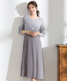 Tiaclasse L 【洗える】1枚で着映えするプリーツニットワンピース