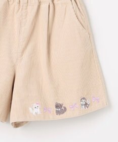 ANY KIDS ネコ刺繍 コーデュロイ ショートパンツ