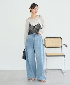 earth music&ecology サイドタックスーパーワイドデニムパンツ