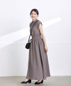 Tiaclasse 【洗える】麻調シャーリングハイネックワンピース