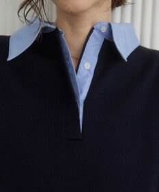 WEGO 【ANGIE VINTAGE】シャツ襟 ドッキング　フェイクレイヤード ニット トップス