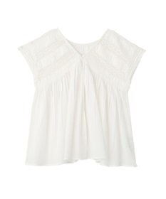 earth music&ecology 【WEB・一部店舗限定】【綿100％】レース＆ピンタックフレンチブラウス