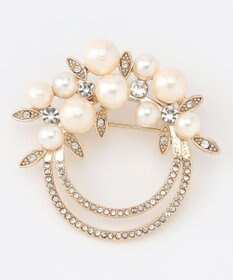 J.PRESS LADIES リースブーケ ブローチ ゴールド系