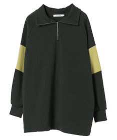 AMERICAN HOLIC ハーフＺＩＰ配色切り替え裏毛チュニック