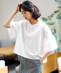 ANY SIS ゆるVネックチュールフリル袖 プルオーバー