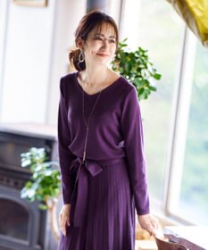 Tiaclasse L 【洗える】1枚で着映えするチェック柄編みニットワンピース