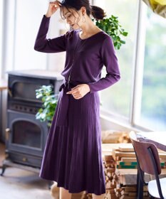 Tiaclasse L 【洗える】1枚で着映えするチェック柄編みニットワンピース