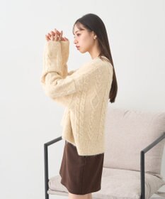 earth music&ecology モヘヤタッチケーブルニットプルオーバー