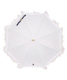 MOONBAT 【遮光/晴雨兼用】POLO RALPH LAUREN （ポロラルフローレン） 長傘 晴雨兼用日傘 ストライプフリル 遮光 遮熱 UV