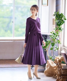 Tiaclasse L 【洗える】1枚で着映えするチェック柄編みニットワンピース