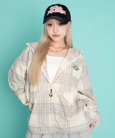 WEGO 【ユニセックス着用ITEM/MLサイズ展開】チェックロゴフードブルゾン