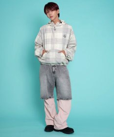 WEGO 【ユニセックス着用ITEM/MLサイズ展開】チェックロゴフードブルゾン