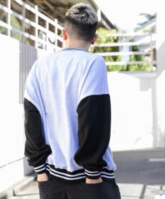 WEGO ヘビーウエイト刺繍バイカラープルオーバー