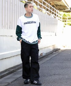 WEGO ヘビーウエイト刺繍バイカラープルオーバー