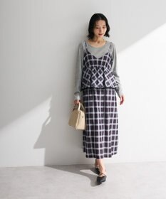 Green Parks ペプラムチェックキャミワンピース