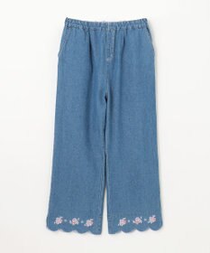 ANY KIDS スカラップ×刺繍デニムパンツ
