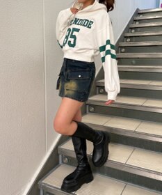 WEGO ナンバリングラインショートプルパーカー