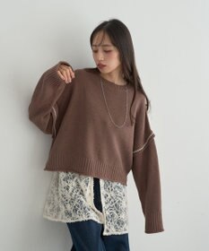 earth music&ecology 【洗濯機洗い可 / 選べる丈】アンチピリングC/A選べる丈配色ニット