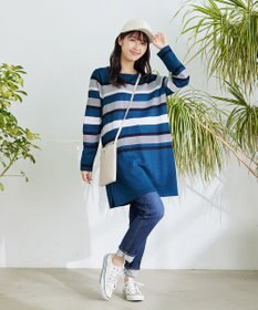 Tiaclasse 【洗える】マルチボーダーニットチュニック