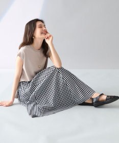 ANY L 【ウエストゴム/ポケット付】シャンブレーライク フレアスカート