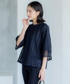 組曲 S 【WEB限定】フラワーレース袖フレア ブラウス