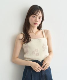 earth music&ecology SET2点フラワージャガードカーデ+ビスチェ