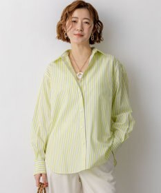 23区 【見上愛さん着用/VERY掲載】CANCLINI シャーティング ベーシックシャツ イエロー×サックスストライプ
