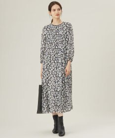 自由区 【洗える】スノーフラワープリント ワンピース