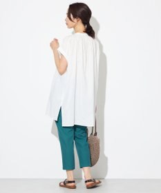 ANY 【洗える】シャーリングチュニック ブラウス