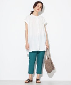 ANY 【洗える】シャーリングチュニック ブラウス