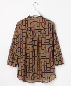 自由区 ジオメトリックレトロプリント ブラウス